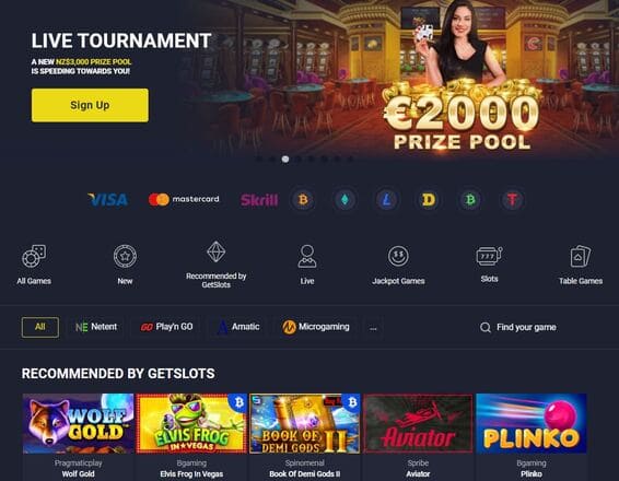 GetSlots Casino main page