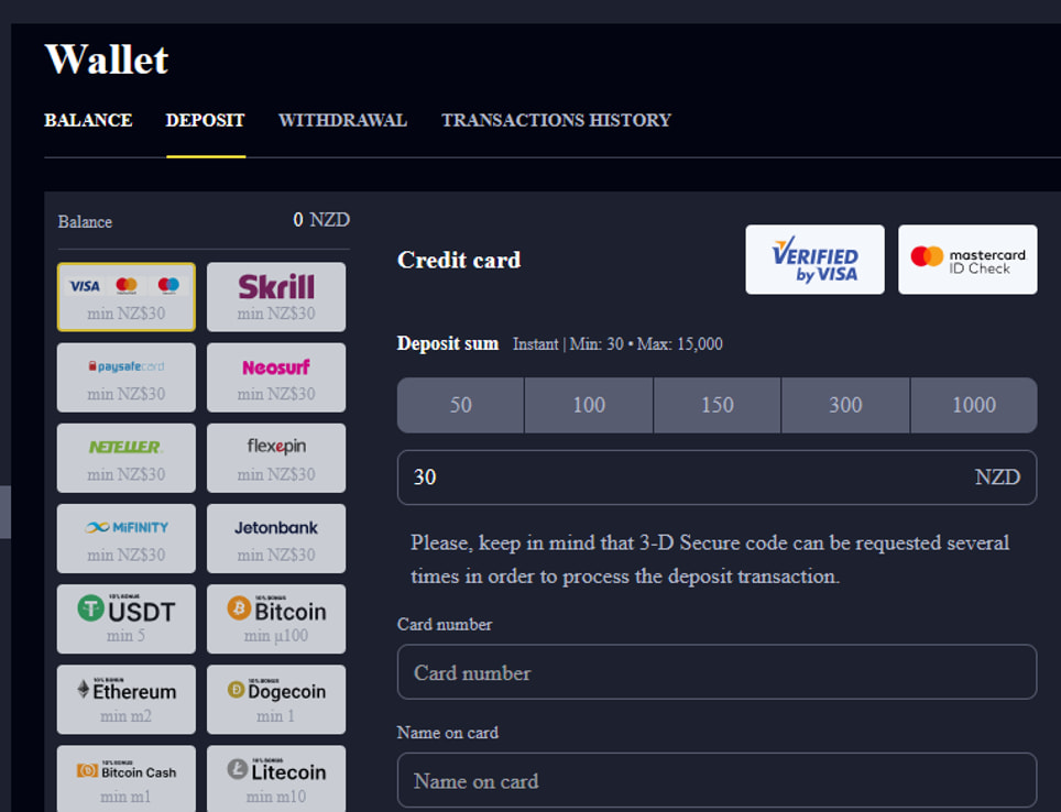 Deposit Methods in Golden Crown casino