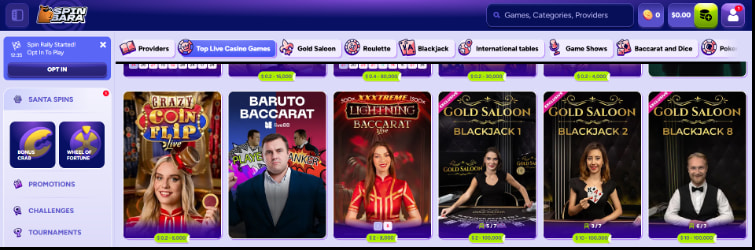 Spinbara Casino Live Casino Games